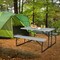 Costway Folding Picnic Table & Bench Set for Camping BBQ w/ Steel Frame White/Balck